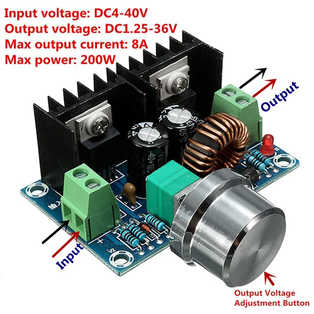 Buck Converter Step-Down DC-DC Professional Adjustable High Power Supply Voltage Regulator XH-M401 Module with Maximum 8A