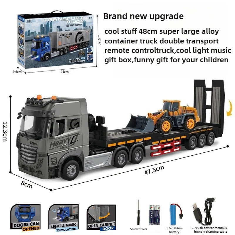 

Cool Stuff Toy Car Funny Gift-48cm Super Large Alloy Container Truck,Remote Control Car Toy,Monster Truck,Rc Truck Toys for Boys