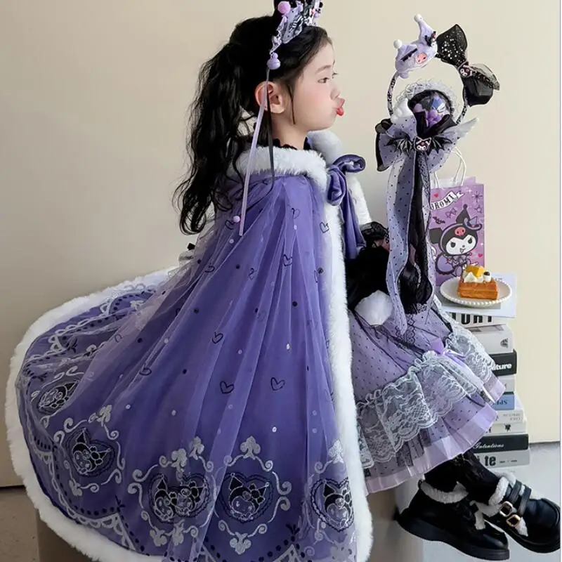 

Рождественское платье Kuromil Lolita для девочек, детское осенне-зимнее новое плотное теплое платье принцессы для косплея, модный плащ в стиле каваи в стиле аниме