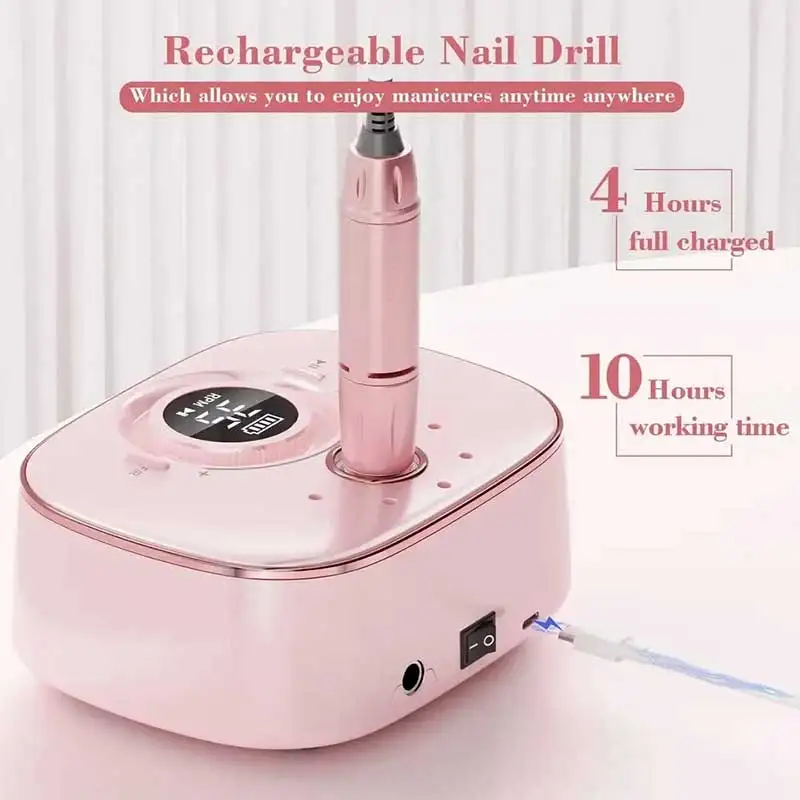 Electric Nail Grinder 35000PRM Electric Nail Drill Rechargeable Metal Handle Power Storage Charging Nail Grinder Nail Remover