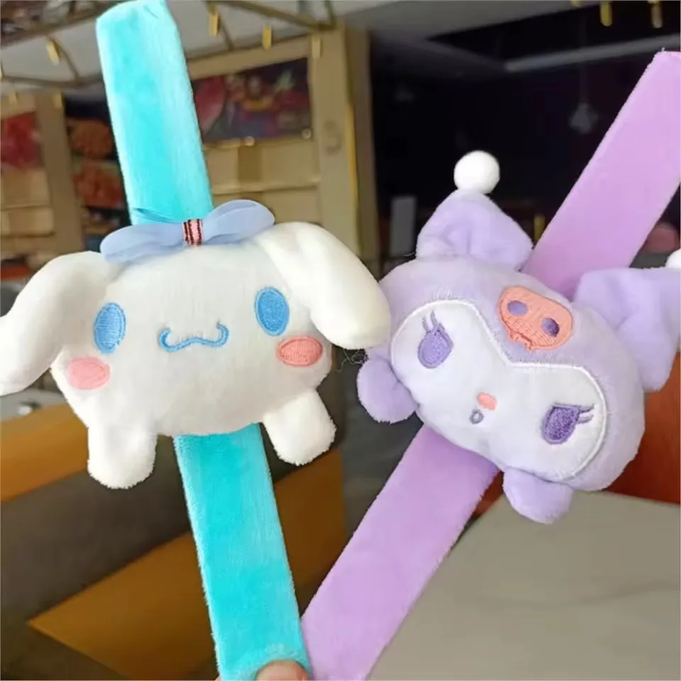 Pulsera Kawaii de felpa con tapa a presión, anillo de mano con dibujos animados de My Melody Kuromi, anillo de aplausos para muñeca, pulsera de fiesta, regalo para niña