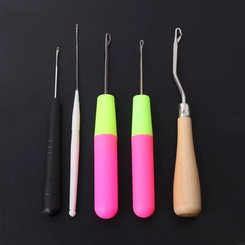 

R66A 5pcs/Set Plastic Crochet Needle Braiding for Latch Hook Weaving Hair Dreadlock C