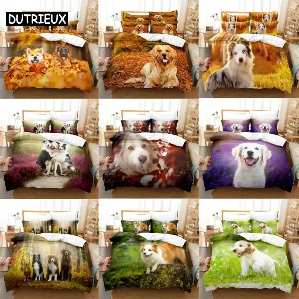 Kawai Kids Duvet Cover Set Double Bed 200x200 Queen Size Single Bedding Sets Dogs King Full Twin 3D Quilt Case Linen Pillowcase
