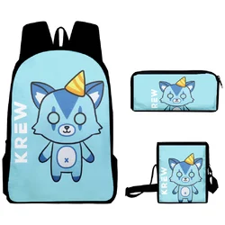 ItsFunneh Krew District Merch Backpack 3 Pieces Sets Adult Kids Unique Shoulder Bags Zipper Bag Pencil Bag Unisex Daypack