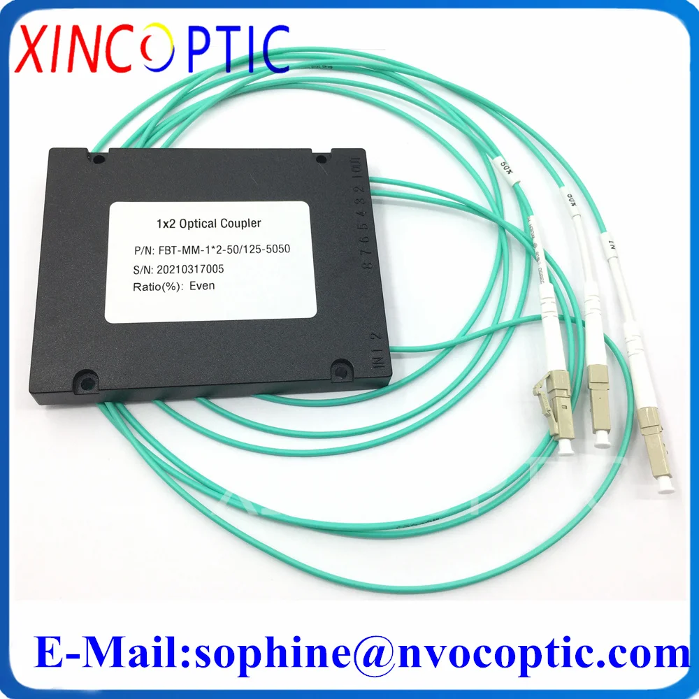 850nm 50/125 MM OM3 50/50 LC/ST/FC/SC 1x2 FBT Coupler 1*2 Multimode Fiber Optic Splitter,100*80*10mm,3.0mm