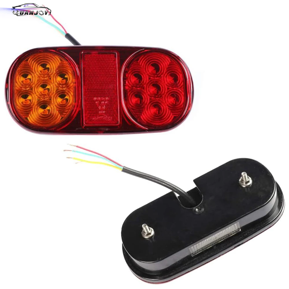 Yuanjoy 2Pcs 12V Trailer Rear Lights Set Brake Light for Caravan Van Truck Yellow+Red LED Stop Warning Indicator Lamps