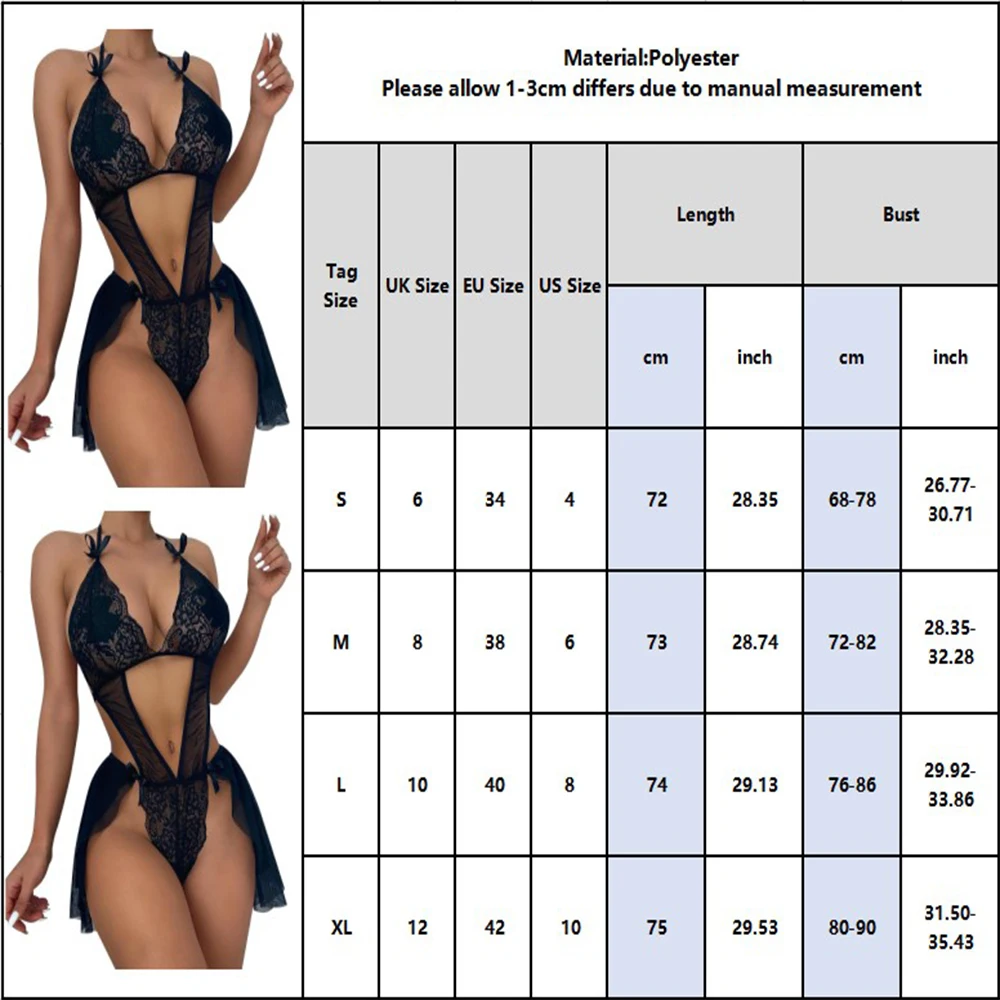 2024 Transparent Bra Set Deep V Teddy Sexy Lingerie For Women Sexy Sleepwear Lace Skirts Nightwear Underwear Teddy Robes Pajamas