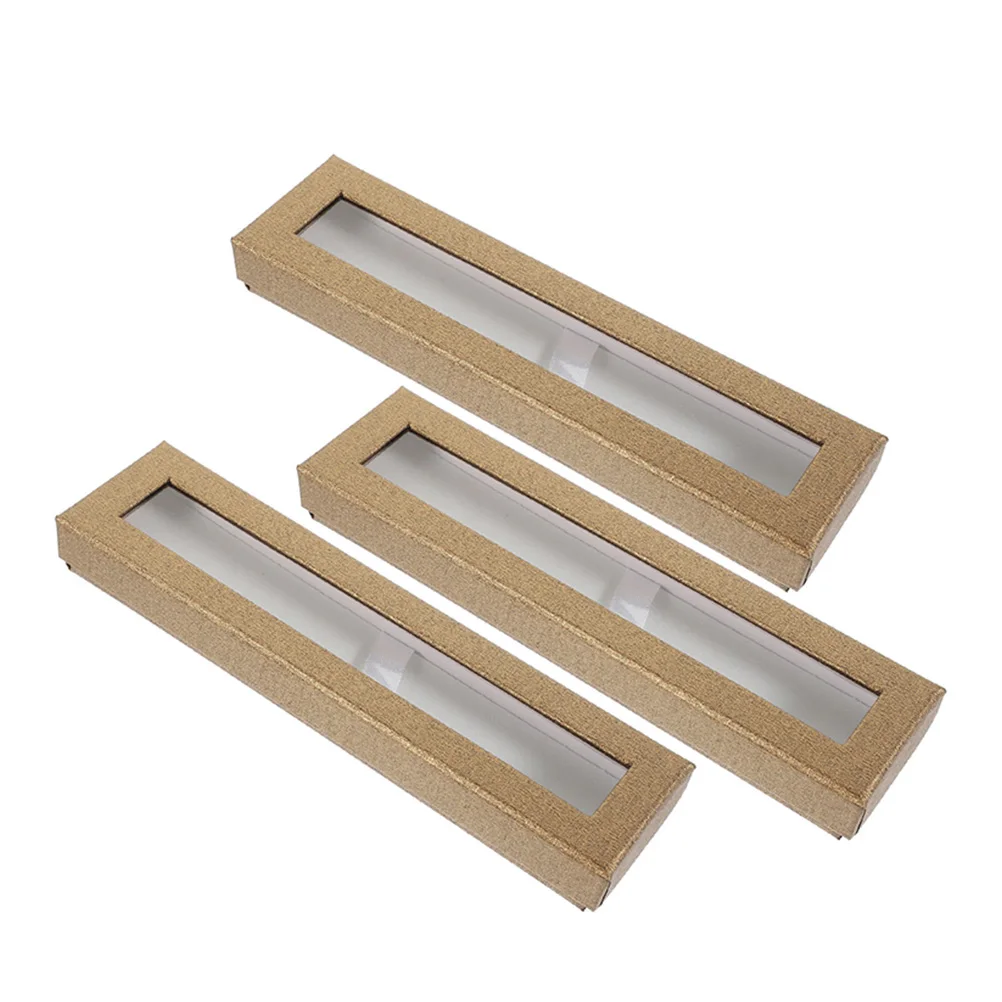 

3pcs Pen Case Holder Boxes Blue Color Ballpoint Gel Fountain Pen Display Tray Paper Packaging Desk Organizer Storage