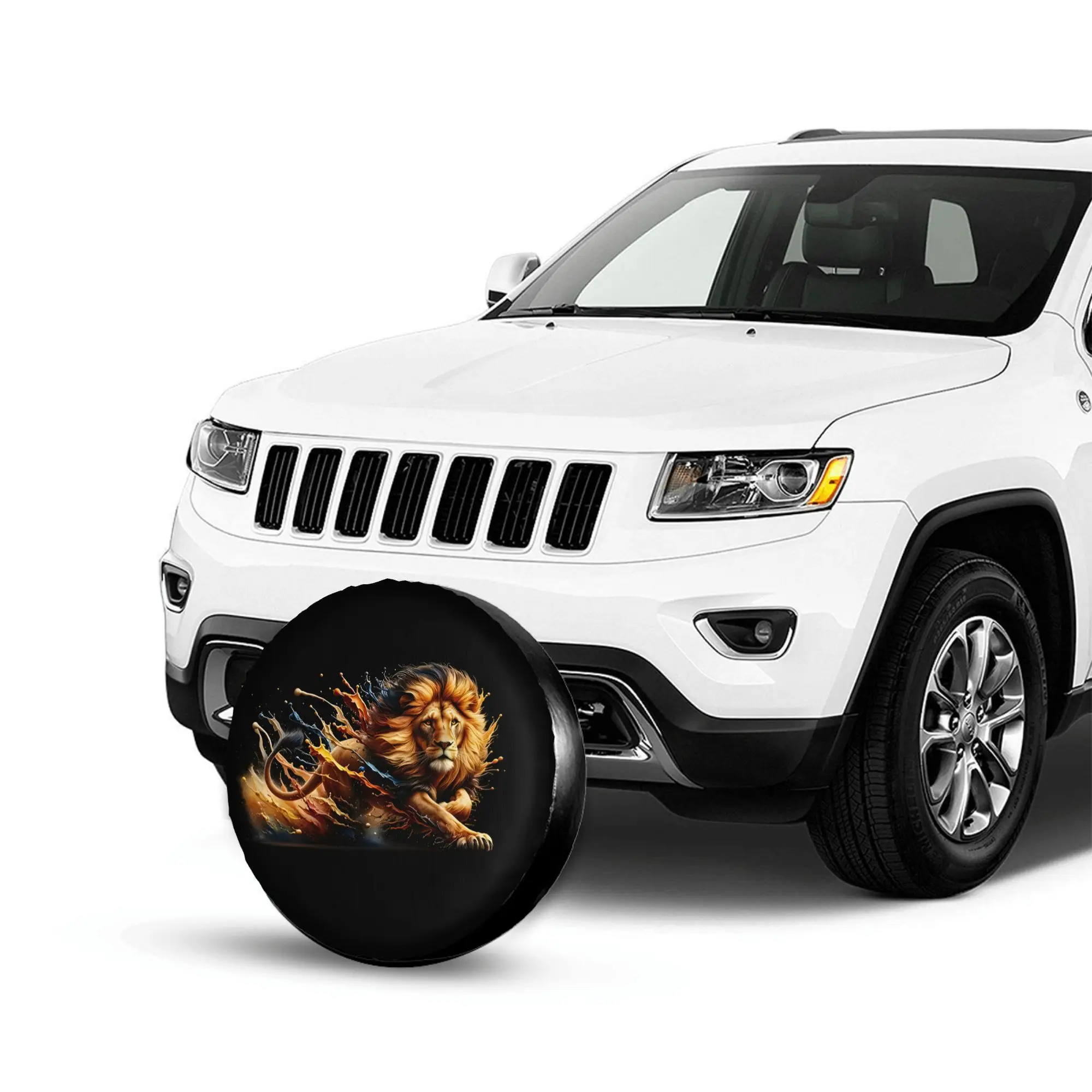 Lion Splash Art Spare Tire Cover Waterproof SUV Trailer Dustproof Protector