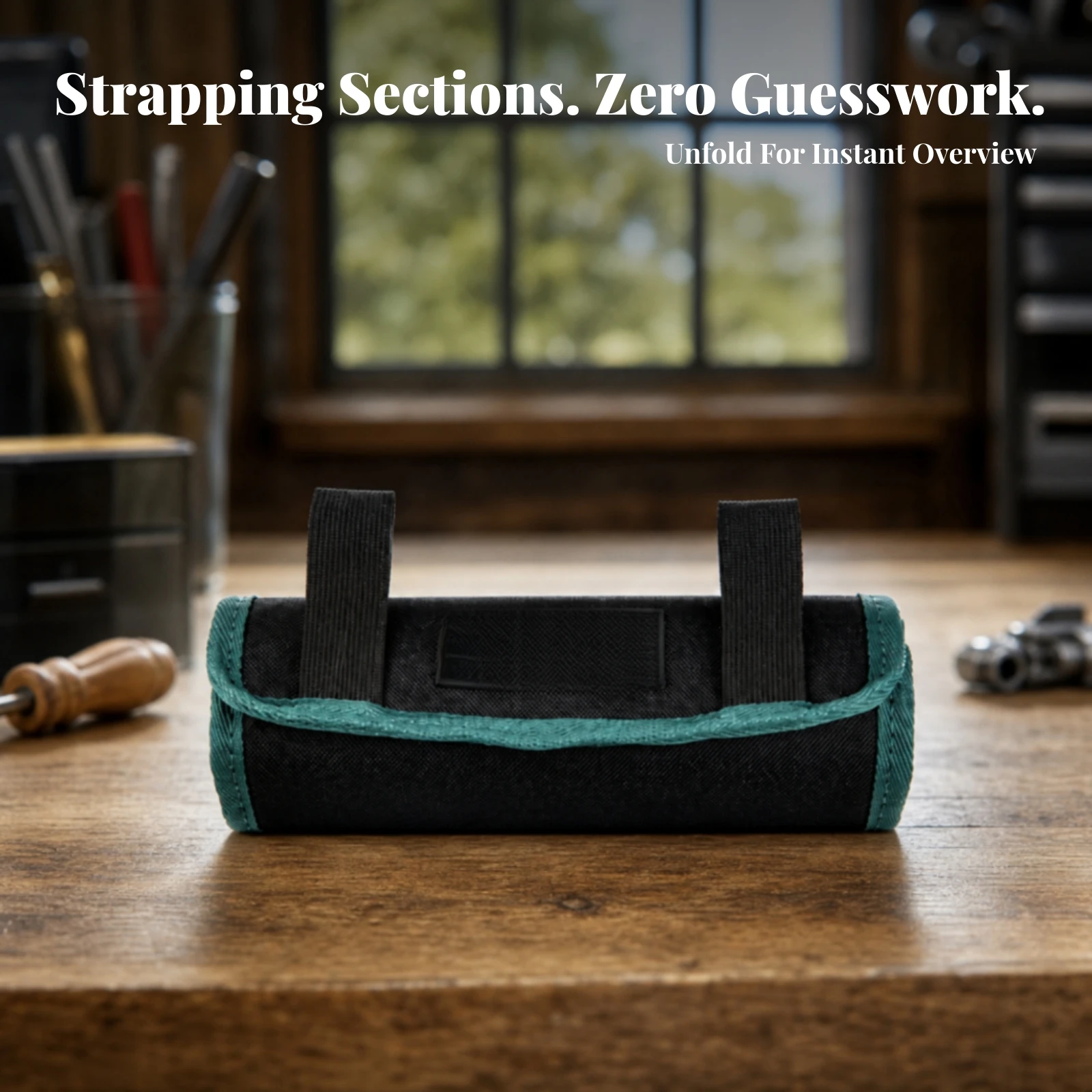 Roll-up Tool Pouch with Elastic Loops Foldable Folding Tool Organizer with Pockets Lightweight for Technicians, Repair Work