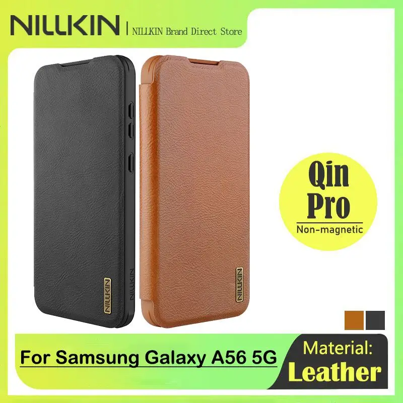

NILLKIN For Samsung Galaxy A56 5G Qin CamShield Slim Case, PU Leather Flip Cover with Privacy Slide & Card Slot, 360° Protection