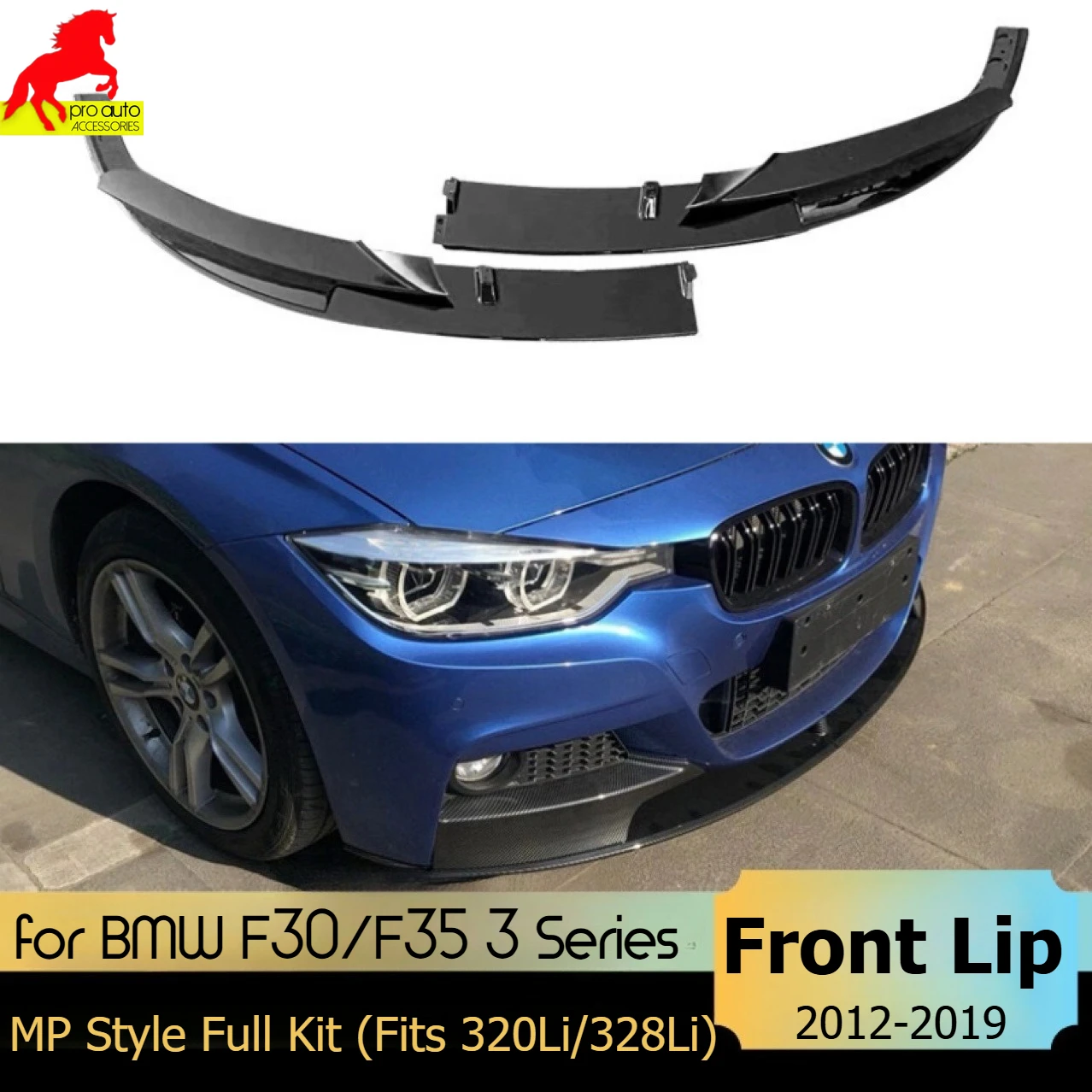 

Front Lip Bumper Splitter Body Kit for BMW 3 Series F30 F35 MP Style 2012-2019 ABS 4-Pipe Rear Diffuser Upgrade Car Accessories