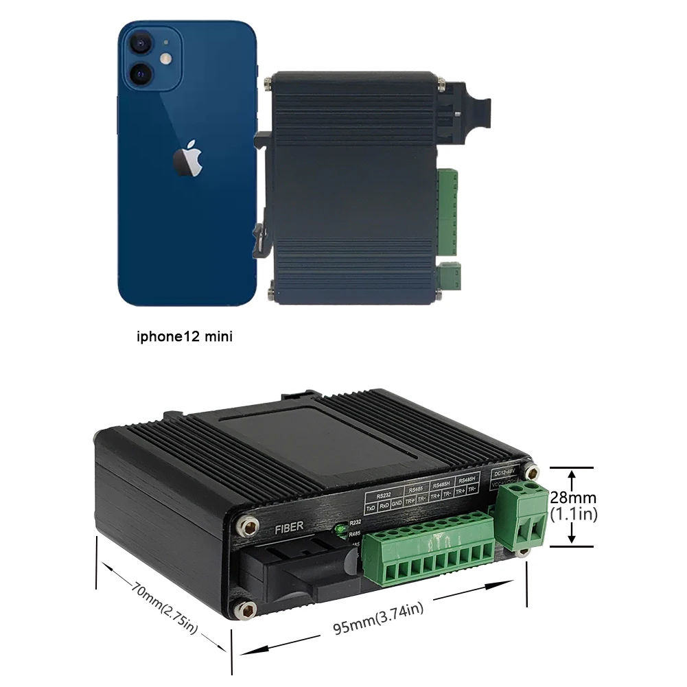 Industrial Serial RS232 RS485 RS422 Fiber Optic Modem 20KM Din Rail SC Media Converter