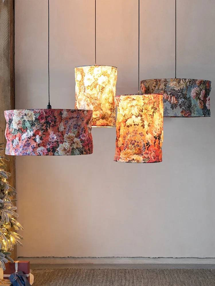 Bohemian Style Modern Living Room Hanging Lamp Colorful  Romantic Exotic Creative Restaurant Fabric Hanging Lamp