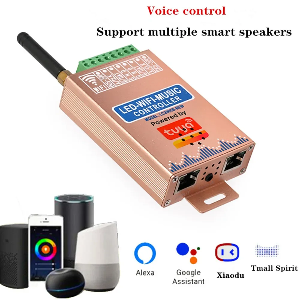 LC1000A LC2000B WIFI SPI Music Spectrum Controller for LED Digital Pixel Strip 1024-2048 Pixels LED Screen Controller with Built