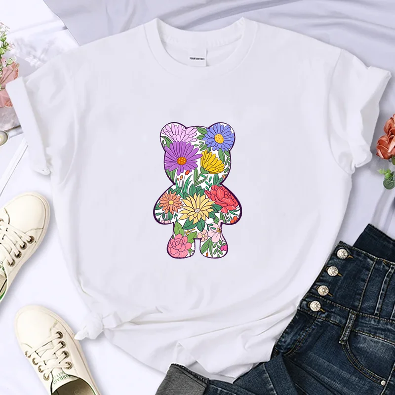 FlowerBear For Women's Luxury Brand High-Quality Summer Print T-shirt 100% Cotton Casual Oversized Y2k Personality Sleeve O-neck