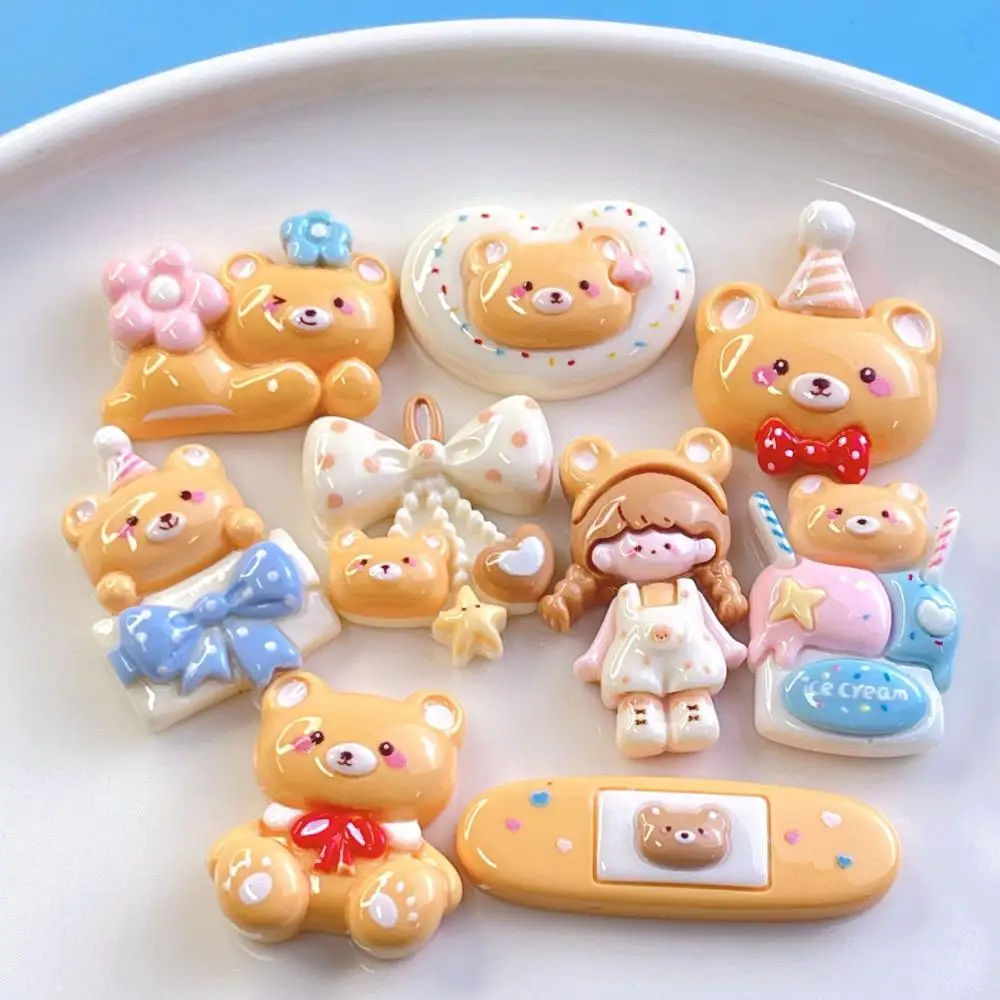 

10Pcs Resin Charm Cartoon Anime Cute Cake Beaded Phone Case Hairpins Cream Material Accessories Handmade Wholesale Toys Gifts