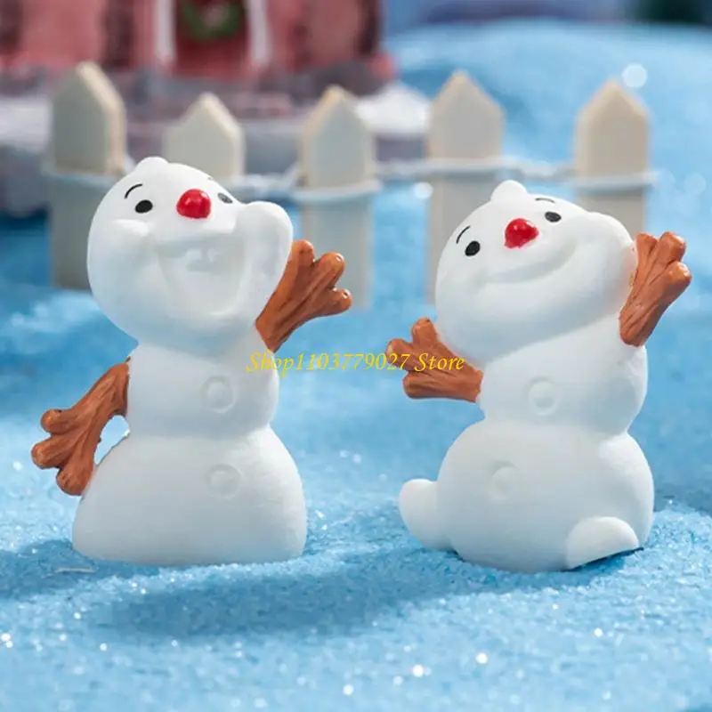 C4DF 5Pcs Miniature Resin Snowman Figurine Festival Ornament Christmas Tree Decoration For Tabletop Mantels Wreath Display