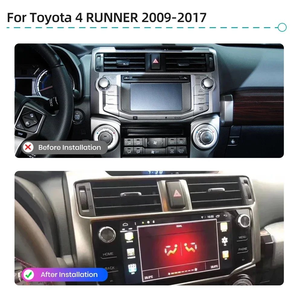 9'' Car Radio For Toyota 4 RUNNER 2009-2017 CarPlay Android 13 Auto Multimedia Video Player GPS Navigation 4G WiFi RDS Bluetooth