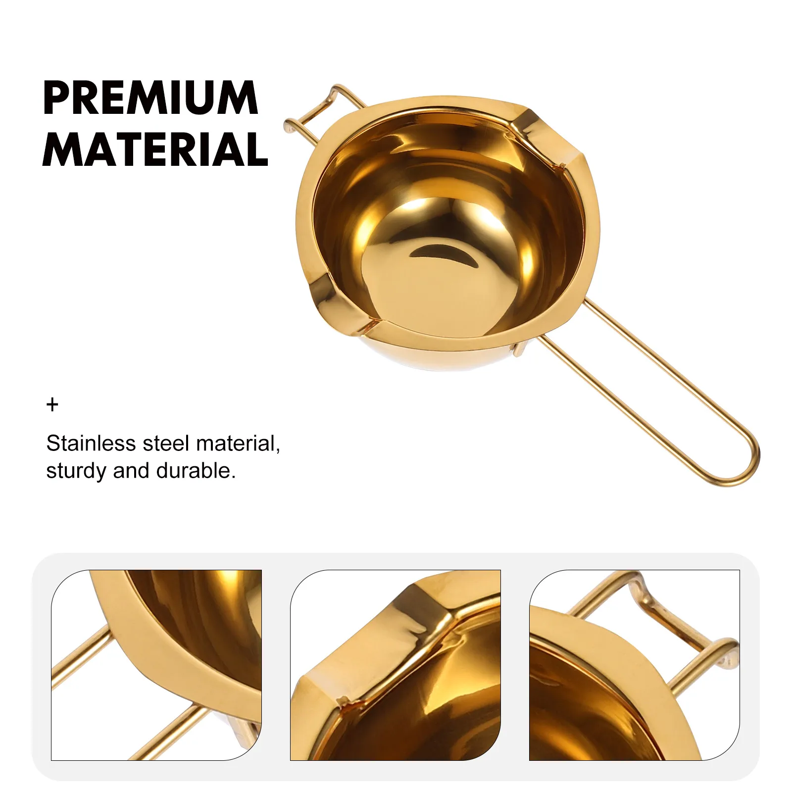 

1pc Melting Bowl Stainless Steel Chocolate Cheese Butter Baking Supplies Kitchen Gadget Heat Resistant Extended Handle Easy Pour