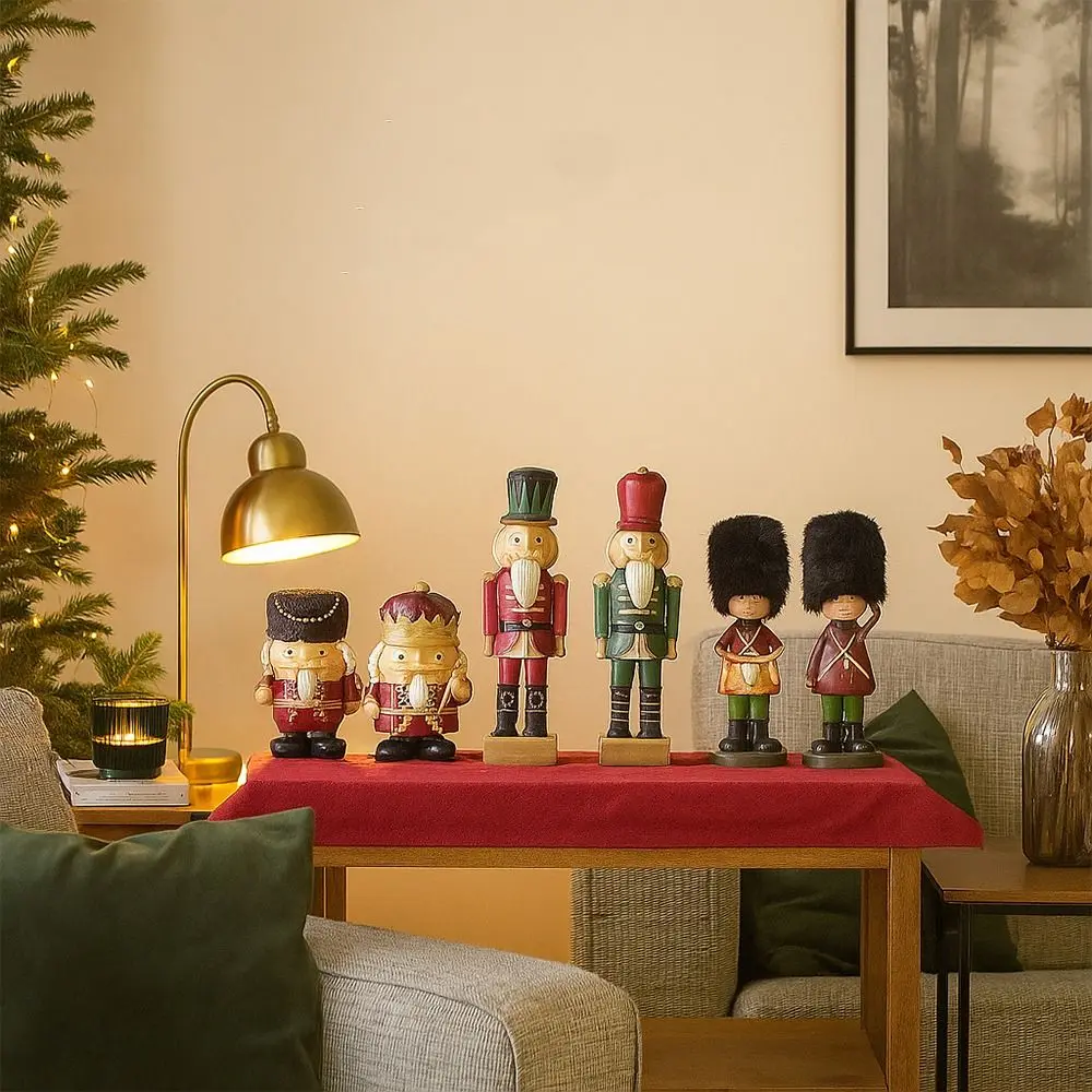 

Cartoon Christmas Resin Nutcracker Handcrafted Hand Painting Nutcracker Puppet Standing Pendant Nutcracker Soldier Ornament