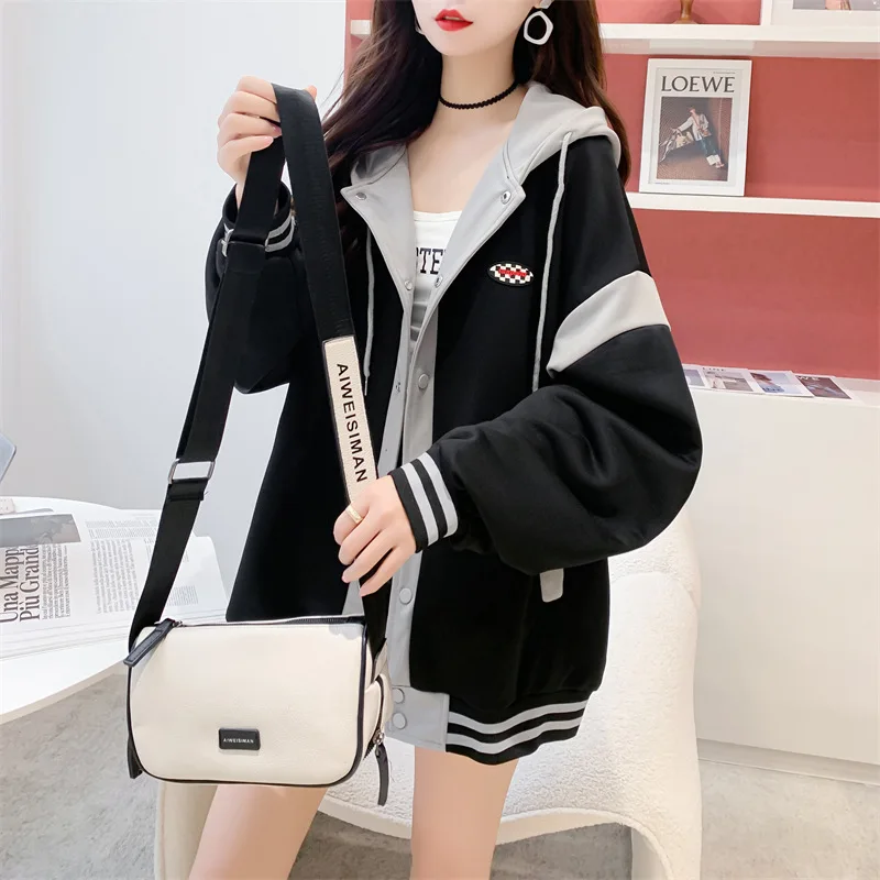 2025 Spring Autumn New Cardigan thin full slevee Casual Hoodie Women Outerwear Loose Popular Hooded jacket loose zip up top