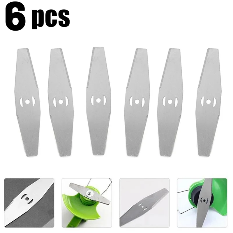 6 Pcs Metal Grass Trimmer Blade String Trimmer Head Replacement Accessories Saw Blades Lawn Mower Fittings