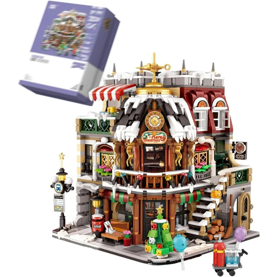 

Набор строительных блоков «Мини-кафе на Рождество»: Архитектурная модель «Праздничная улица» (2506 деталей), красно-белый конструктор