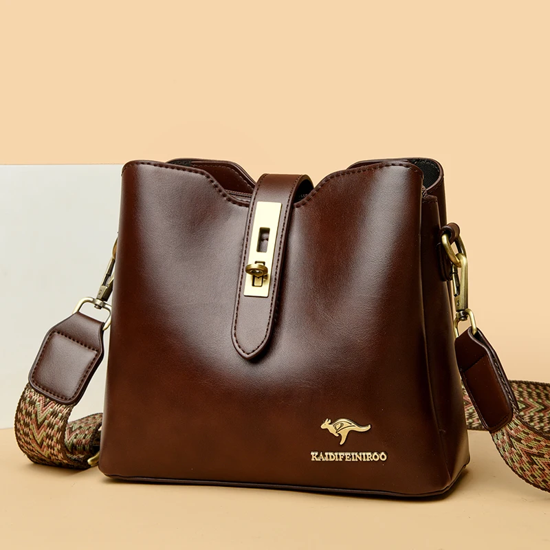 3-слойные кошельки и сумки большой вместимости через плечо для женщин, дизайнерская кожаная модная новая сумка через плечо высокого качества