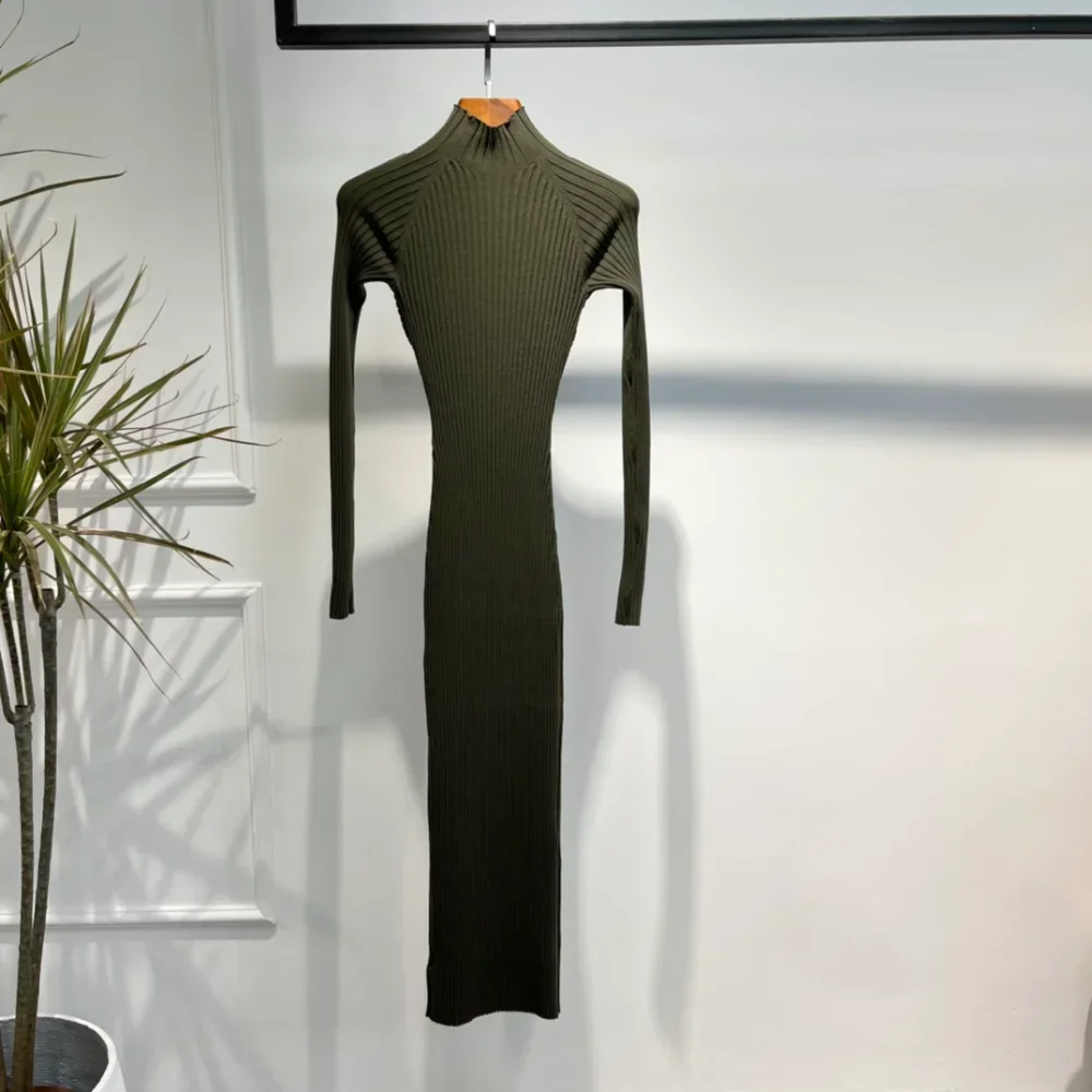 Hoge Kwaliteit Zomer Sexy Gebreide Uitgesneden Jurken Bodycon Kleding Effen Leger Groen Wit Zwart