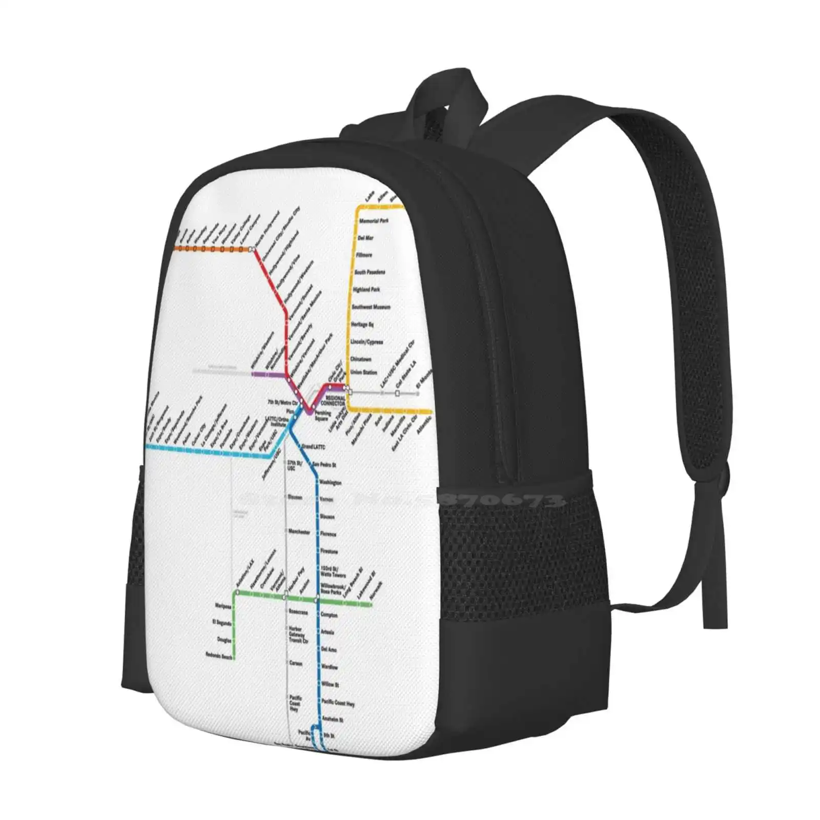 Los Angeles Metro Rail Map Hot Sale Schoolbag Backpack Fashion Bags Rail La Train Map