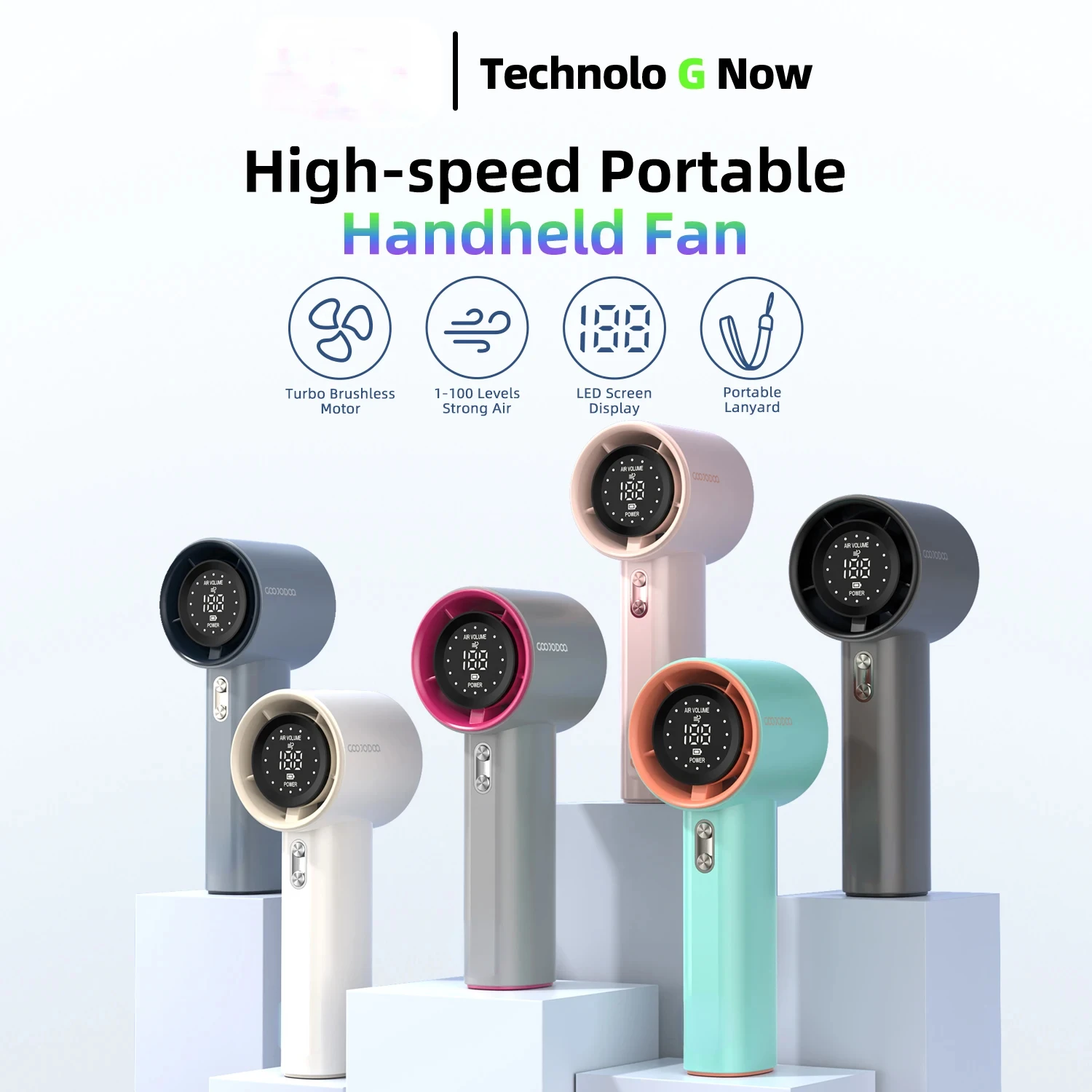 Mini Fan Rechargeable Strong Wind 100 Gear Wind Speed Electric Fan Digital Display Adjustable Turbo Portable Outdoor Handheld