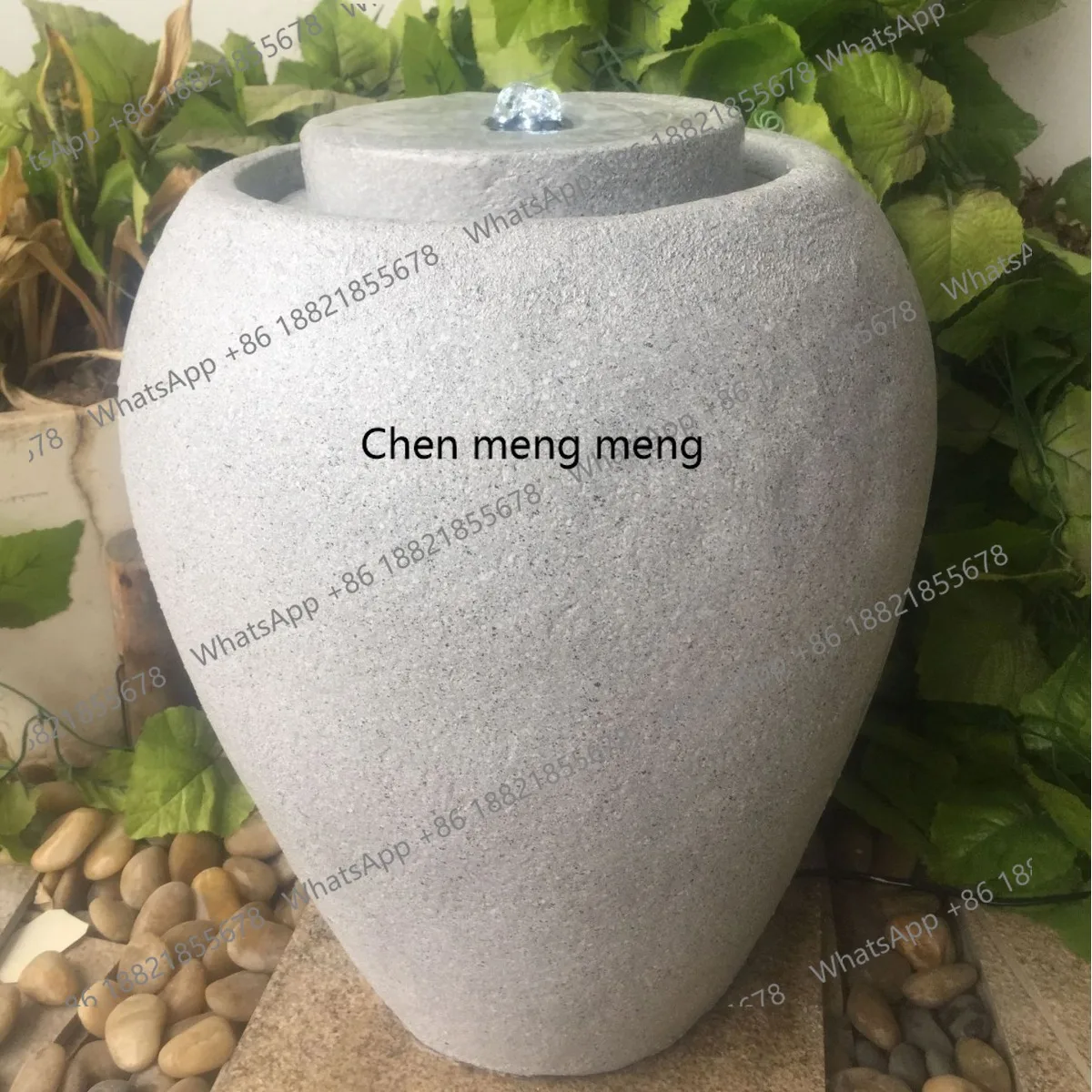 

Pastoral crafts Modern courtyard, simple garden Resin high barrel spherical fountain