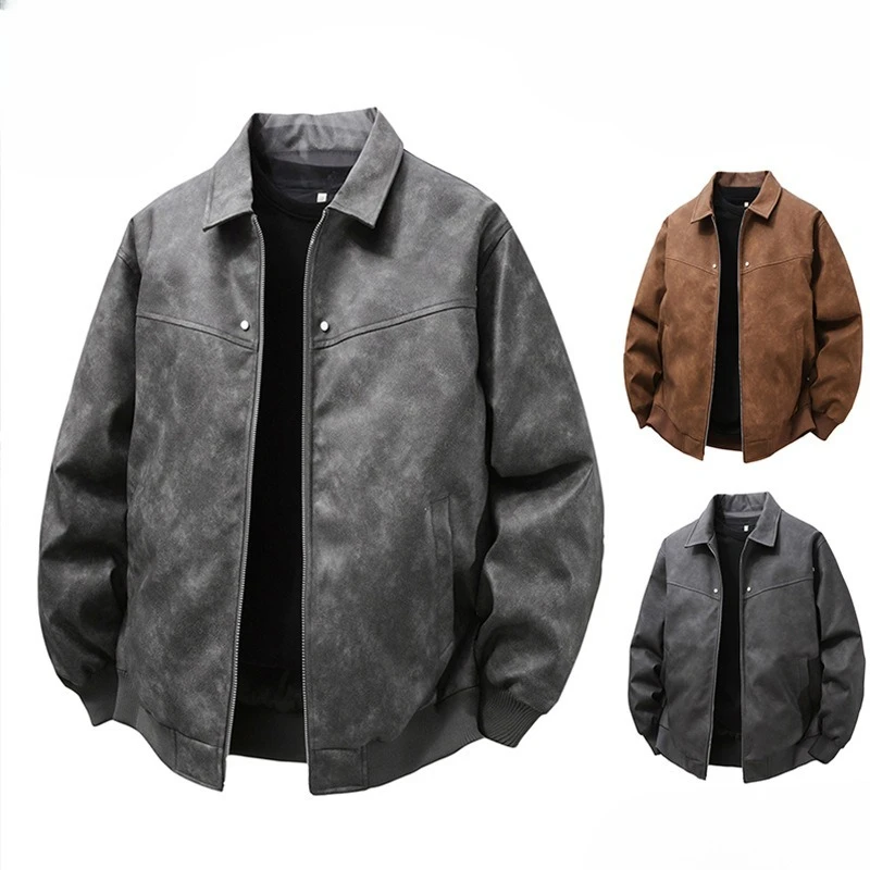 Velvet  Leather Jacket Men Casual Blazer Mens Slim Fleece Leather Jacket Streetwear Man Outerwear Leather Jackets