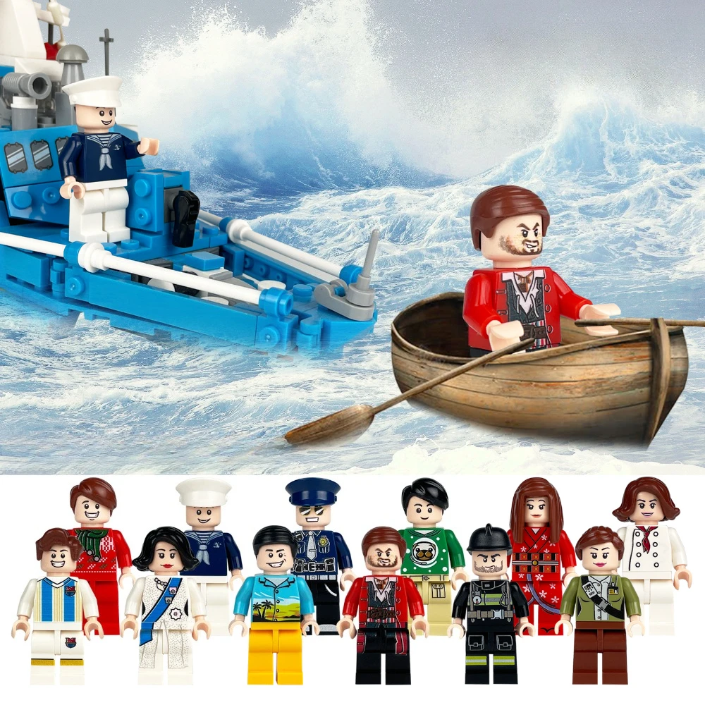 Bausteine, Figuren, humanoide Puppen, Spielzeug, Minifiguren, Kinderspielzeug, Geburtstagsgeschenke, Zeichentrickfiguren.