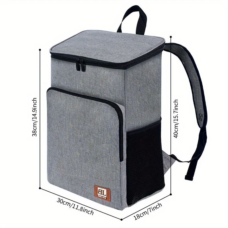 1pc, Large Insulated Lunch Backpack Cooler Bag - Waterproof Oxford Fabric Rectangular Travel Beer Cooler With PEVA Lining image 5