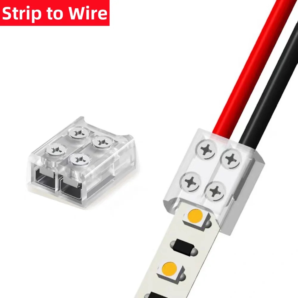 LED solderless light strip connector 24V/5A 2P L T-type With Screw Fixing 8/10mm For LED Strip Single Color COB IP20
