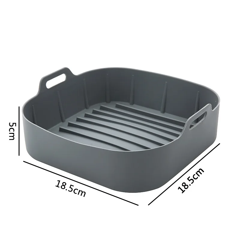 Imagen 6: Bandeja para hornear con estera para freidora de aire de silicona, estera para hornear de silicona de grado alimenticio engrosada, bandeja para hornear freidora de aire para el hogar, estera cuadrada para hornear