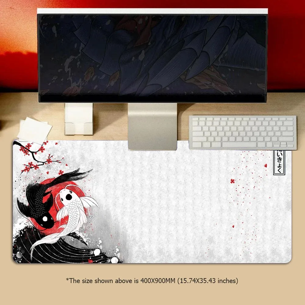 YinYang Mousepad Large Gaming Mouse Mat XXL Koi Fish Desk Mat 90x40cm Keyboard Mats Mouse Mat Beast Desk Pad For Gift Mouse Pad