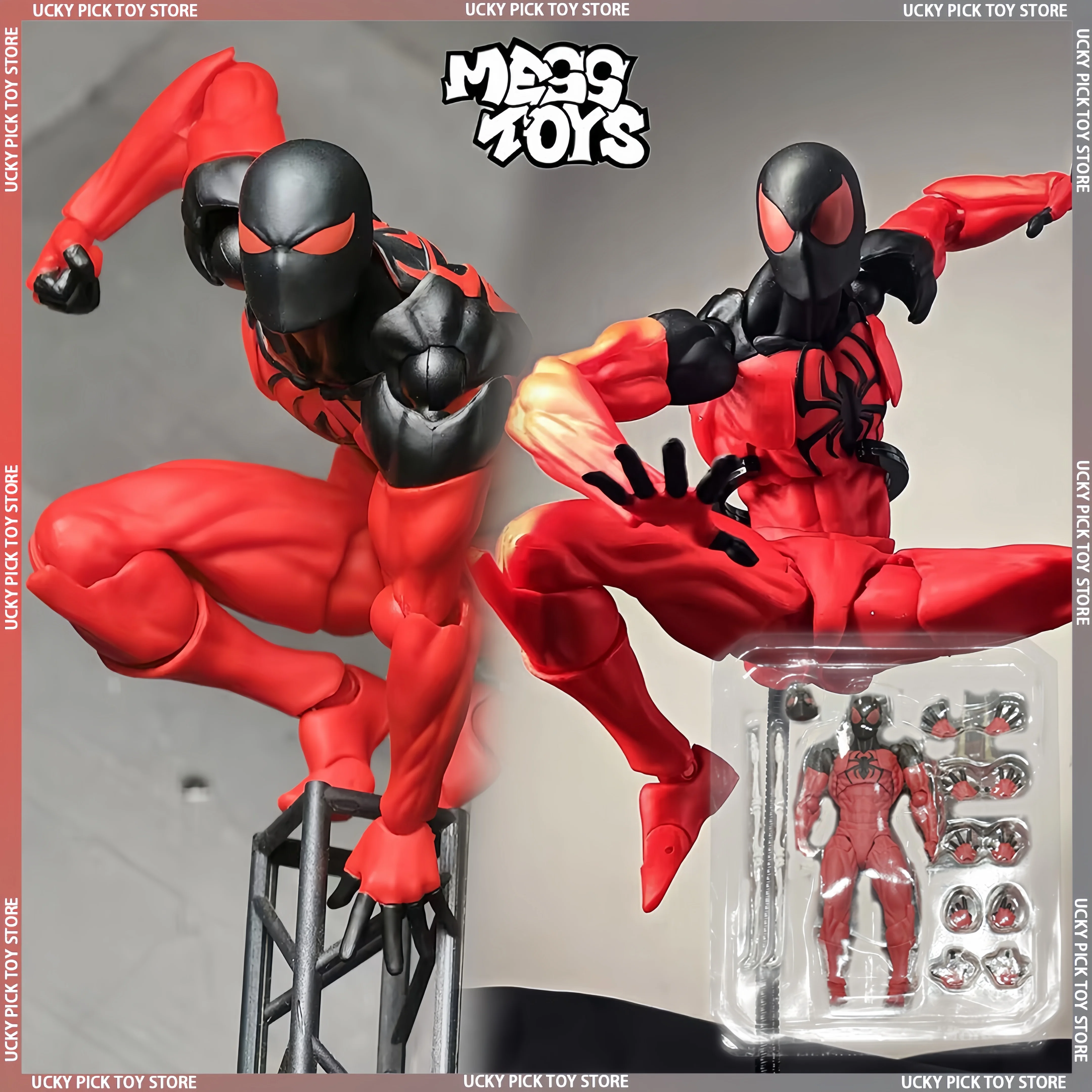

New Mess Toys Человек-Паук Симбиот Каин Фигурка Красный и Черный Костюм Аниме Игрушка Подарок В наличии Коллекционная Фигурка Ручной Работы