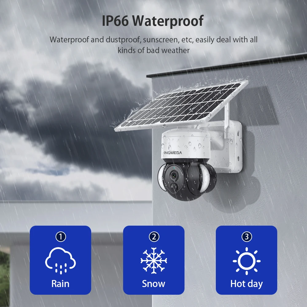 INQMEGA Outdoor Solar Camera 4G SIM / WIFI Wireless Security Detachable Solar Cam Video Surveillance with Fooldlight