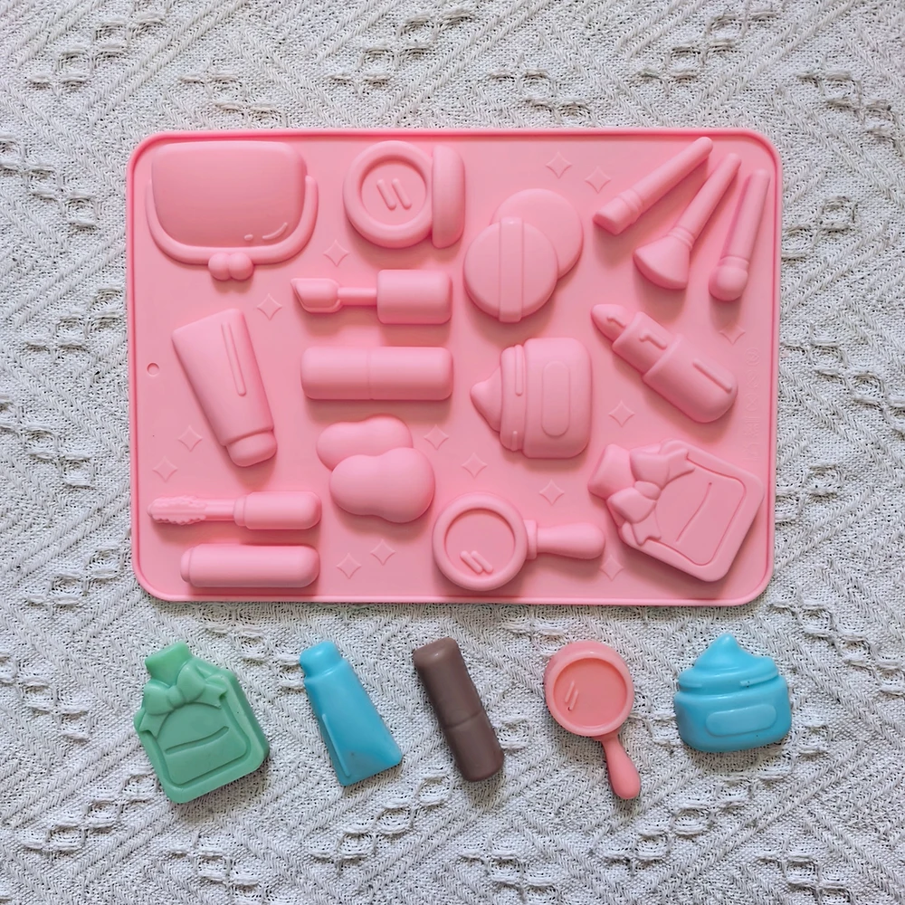 1 قطعة كيس مكياج 16 فتحة على شكل قالب سيليكون، يستخدم للشوكولاتة والحلويات والبسكويت وقوالب خبز غير لاصقة ذاتية الصنع