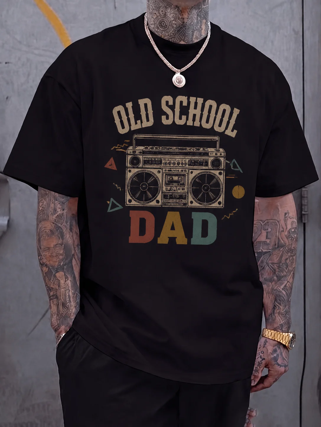 

Men Graphic Tee Short Sleeve Classic Fit Old School Boombox Dad Graphic Print Streetwear Outdoor Casual Daily Wear Soft Cotton