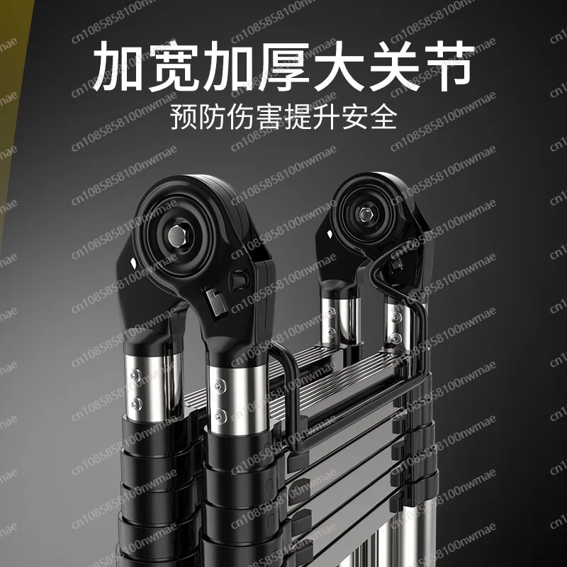 سلم متعدد الوظائف منزلي متعرج محمول قابل للطي سلم من الخيزران يرفع الفولاذ المقاوم للصدأ متعرج #3