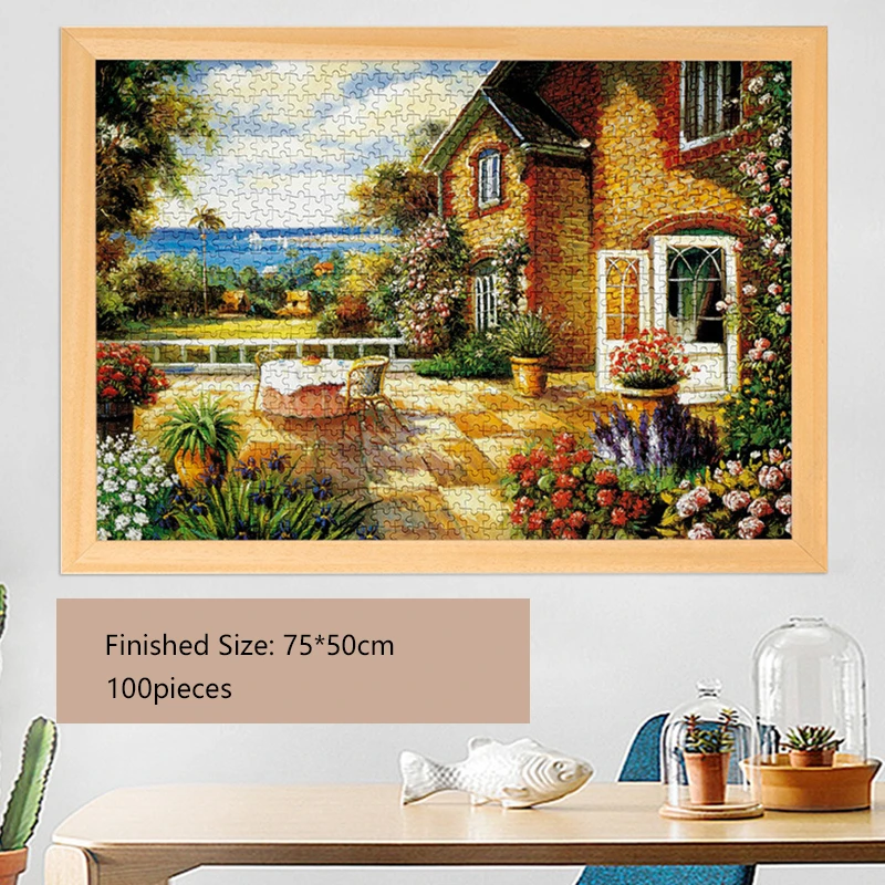 75*50 cm Per Adulti 1000 Pezzi Puzzle Ocean View Villa Cure Alta Difficoltà Decompressione Ragazza Giocattoli Educativi Regalo Di Compleanno