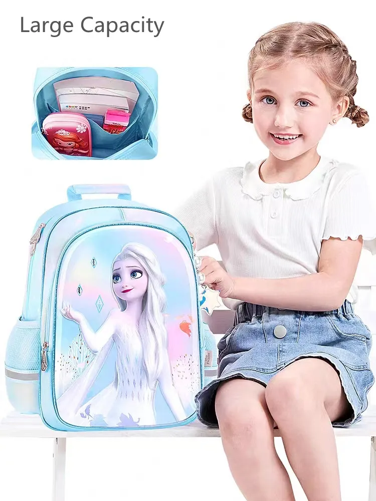 2023 Disney Frozen School Bags For Girls Elsa Anna Primary Student Shoulder Orthopedic Backpack Grade 1-3 Large Capacity Mochila