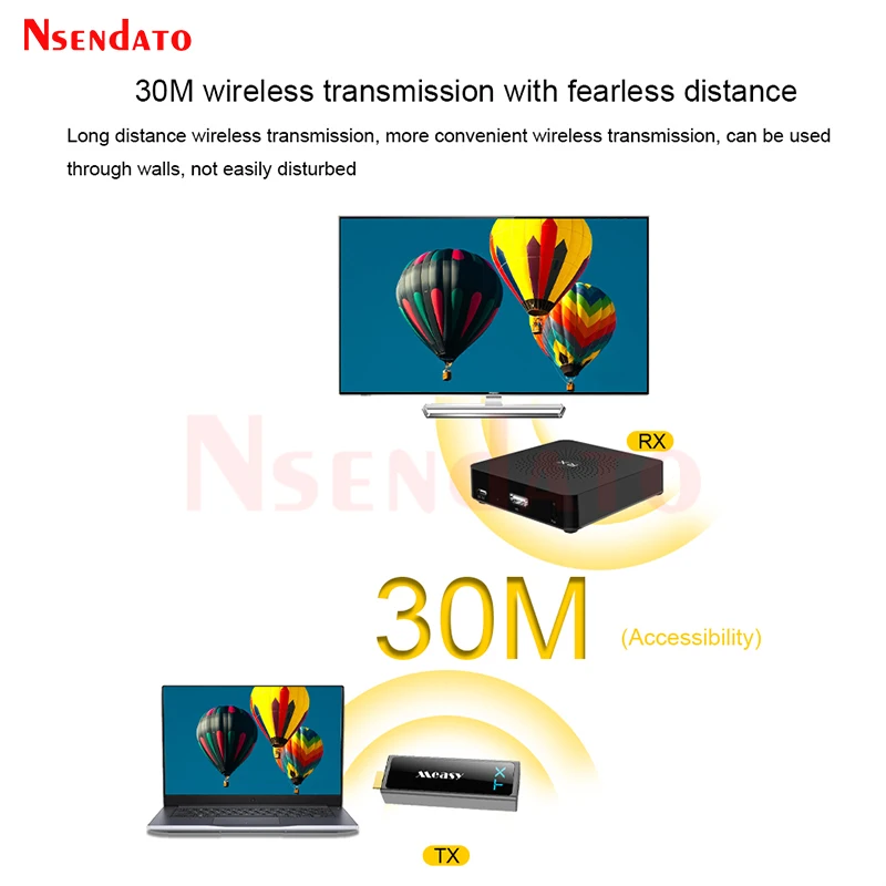 Receptor e transmissor sem fio w2h mini ii 2, 1080p, hd, extensor 1080p, 3d, 30m, emissor e receptor de áudio para hdtv