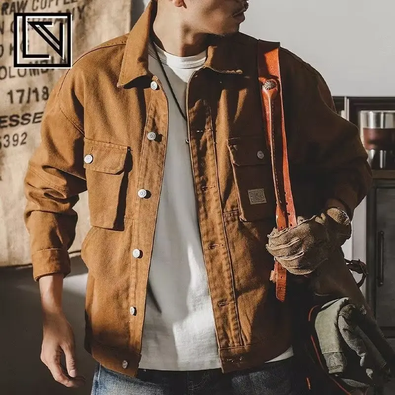 Retro Work Shirt Jacket Men's Autumn Multi-pocket Design Trendy Brand Long-sleeved Shirt