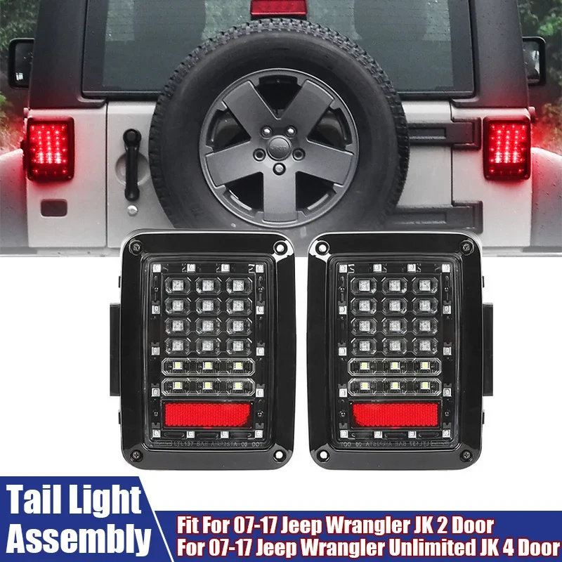A Pair of LED Tail Turn Signal Lamps For Jeep Wrangler JK 2007~2017 US/EU Version Car Accessories Modifying Tail Lamp Assembly