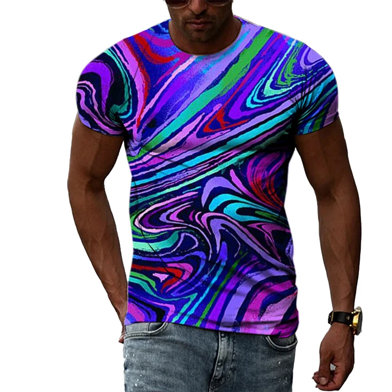 Summer Men\'s Short Sleeve Personality Graffiti 3D Printing T-Shirt Fashion Trend Street Style Boys Round Neck T-Shirt Top 6XL